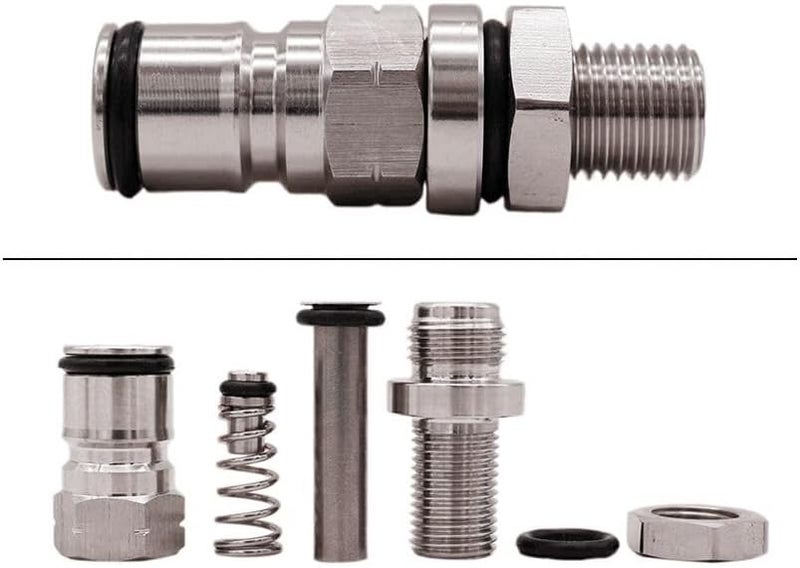 semfeil brew Homebrew 304 Stainless Steel Corny Keg 1/4’’ BSP Ball Lock Post Bulkhead With Poppets With Male NPT Hex Nipple, 19/32"-18 Gas/Liquid Corny Keg Adapter (Gas) - Image 4